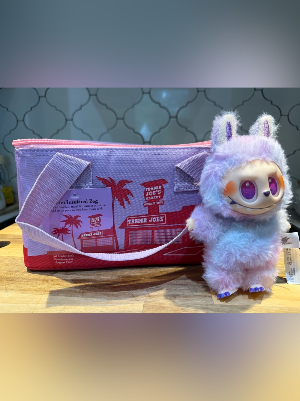 Trader Joe's Purple and Pink Insulated Tote Bag
